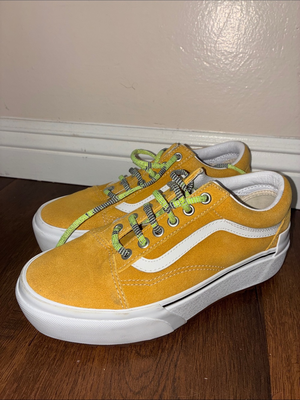 New Vans Stacked Low-Top Yellow Suede Sneakers Trainers Creepers platforms 7.5
